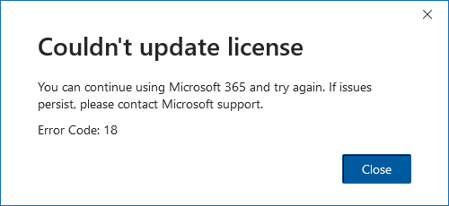 Couldn't update license