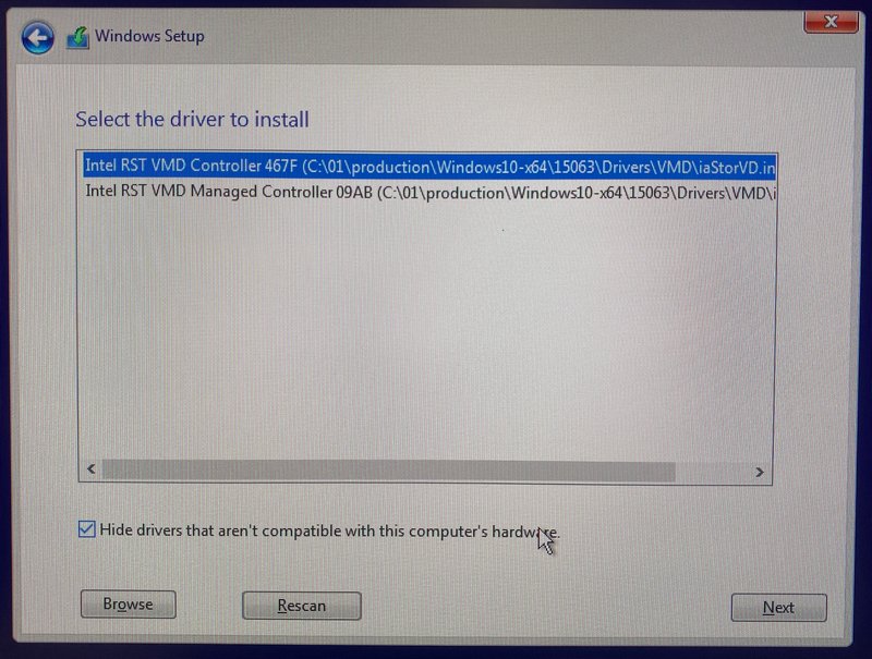 Select the driver to install